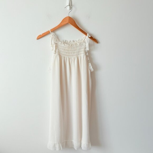 Aritzia Wilfred Cathedral Smocked Ruffled Chiffon Dress White Size Medium - Picture 5 of 8